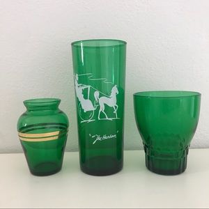 Forest Green Depression Glass Cups